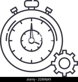 Time Tracker Symbol, lineare isolierte Illustration, dünne Linie Vektor, Web-Design-Zeichen, Umriss Konzept Symbol mit editierbarer Kontur auf weißem Hintergrund. Stock Vektor
