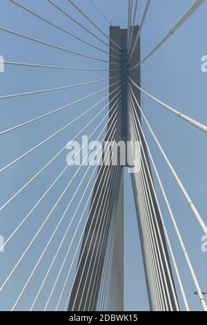 Die Rio-Antirrio Hängebrücke über den Golf von Korinth in Griechenland Stockfoto