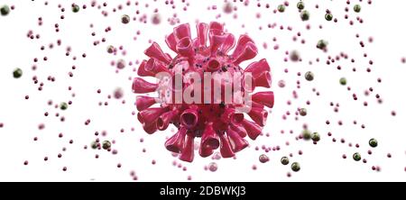 Mikroskopische Ansicht der Grippeviruszellen. Medizinische 3D-Abbildung Stockfoto