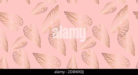 Sommer-Druck von exotischen Pflanzen Dschungel tropische Blätter, Muster, nahtlose Blumenvektor auf einem hellen Hintergrund.Natur Tapete. Modisches Muster. F Stockfoto