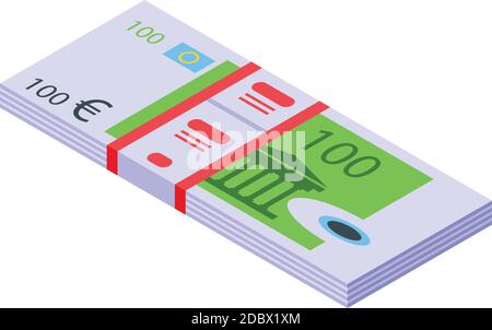 Banksymbol für Euro-Paket. Isometrische Bank Euro Pack Vektor-Symbol für Web-Design isoliert auf weißem Hintergrund Stock Vektor