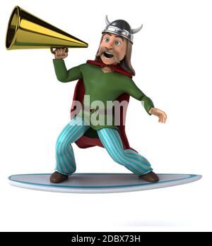 Fun 3D-gaulois Surfer Stockfoto