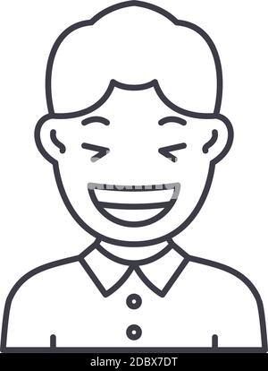 Lachen Symbol, lineare isolierte Illustration, dünne Linie Vektor, Web-Design-Zeichen, Kontur Konzept Symbol mit editierbaren Strich auf weißem Hintergrund. Stock Vektor