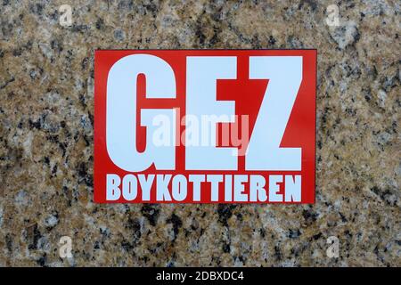 Boykott GEZ, Sticker in Berlin Stockfoto