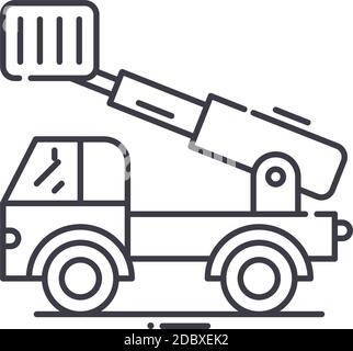Leiter LKW Symbol, lineare isolierte Illustration, dünne Linie Vektor, Web-Design-Zeichen, skizzieren Konzept Symbol mit editierbaren Strich auf weißem Hintergrund. Stock Vektor