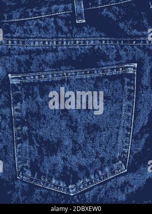 Eine Jeans-Tasche auf ein paar alte Jeans als Hintergrund Stockfoto