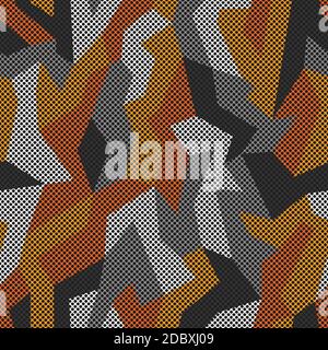 Modernes Orange Camouflage Nahtloses Muster. Vektor-Illustration Hintergrund für Oberfläche, T-Shirt-Design, Druck, Poster, Symbol, Web, grafische Designs. Stock Vektor