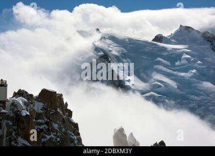 Aiguille du Midi Blick auf den Mont Blanc Stockfoto