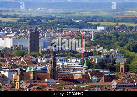 Heilbronn von oben ist ein Anblick der Stadt von Heilbronn Stockfoto