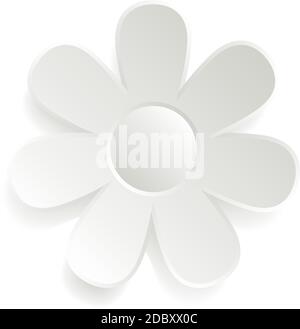 Vektordarstellung, die den ausgeschnittenen Papierstil einer weißen Gänseblümchen simuliert. Stock Vektor
