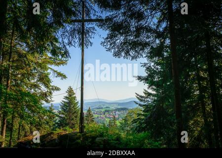 Wandern bei Rattenberg im bayerischen Wald Stockfoto