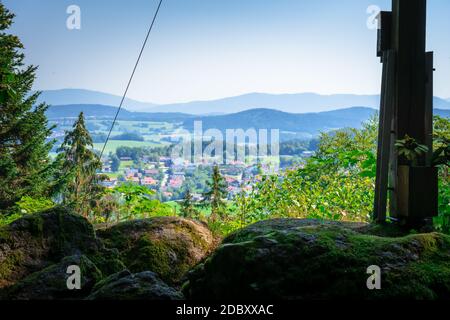 Wandern bei Rattenberg im bayerischen Wald Stockfoto