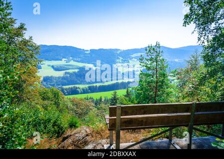 Wandern bei Rattenberg im bayerischen Wald Stockfoto