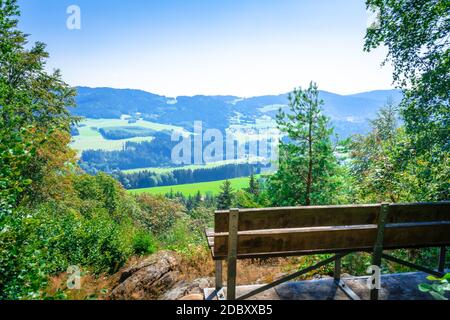 Wandern bei Rattenberg im bayerischen Wald Stockfoto