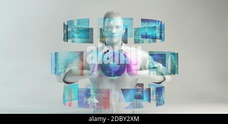 Virtual Sci Fi HUD UI Scanning futuristisches Konzept Vorlage Hintergrund Stockfoto