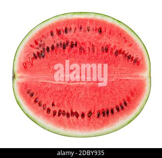 Wassermelone auf weißem Hintergrund, Beschneidungspfade, volle Tiefenschärfe Stockfoto