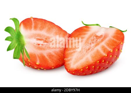 Erdbeere auf weißem Hintergrund, Beschneidungspfade, volle Tiefenschärfe, hochwertige Foto Stockfoto