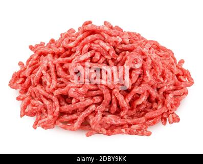 Hackfleisch, Schweinefleisch, Rindfleisch, forcemeat, Beschneidungspfade, auf weißem Hintergrund, volle Tiefenschärfe Stockfoto