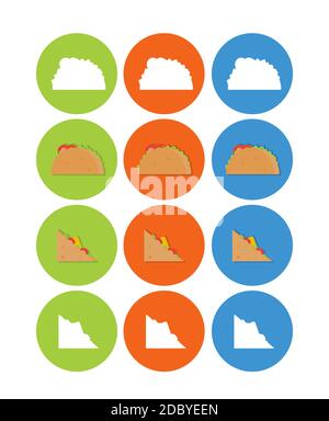 Richten Sie flache Vektor-Food-Symbole für das Internet und mobile. Fast Food auf weißem Hintergrund. Farbige Symbole. EPS 10 Stock Vektor