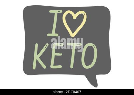 Ich liebe Keto. Ketogenic Diät-Konzept. Logo, Abzeichen, Poster, Banner-Vorlage. Schrift Kalligraphie Illustration. Vektor eps handgeschriebenen Pinsel trendy Stock Vektor