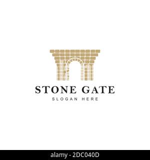 Stone Gate Logo Design Vektor Vorlage Stock Vektor