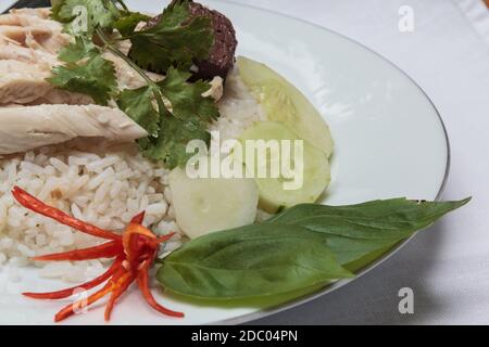 Gedünstetes Huhn mit Reis, thai-Essen Stockfoto