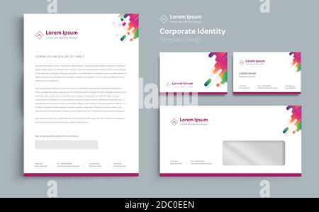 Corporate Business Identity Vorlage Design Vektor abstrakte Schreibwaren, Geschenkartikel Farbe Werbe-Souvenirs Elemente. Link digitale Technologie-Set Stock Vektor