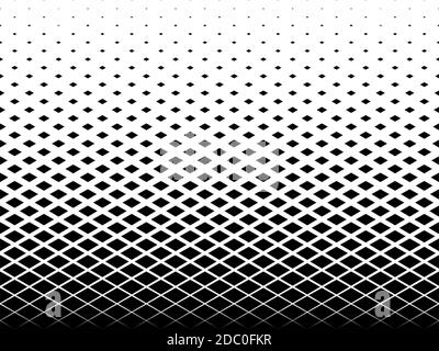 Geometrisches Muster aus schwarzen horizontalen Diamanten auf weißem Hintergrund.nahtlos in eine Richtung.Mittel verblassen.40 Figuren in der Höhe. Das radiale Transf Stock Vektor