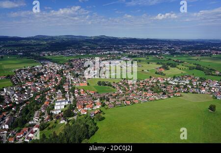 Luftaufnahme von Siedlungen bei Kempten im AllgÃ¤U Stockfoto