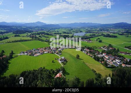 Luftaufnahme von Siedlungen bei Kempten im AllgÃ¤U Stockfoto