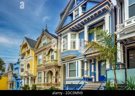 Bemalte viktorianische Häuser, Haight-Ashbury, San Francisco, Kalifornien, USA