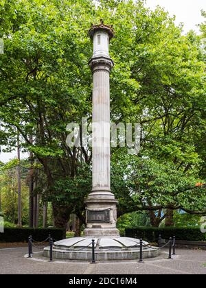 Japanese Canadian war Memorial (1920) im Stanley Park, Vancouver, wurde errichtet, um japanische Kanadier zu gedenken, die im Ersten Weltkrieg kämpften und starben Stockfoto