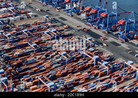 DEUTSCHLAND Hamburg, Containerhafen, CTA Terminal / DEUTSCHLAND Hamburg Hafen, ContainerTerminal Altenwerder CTA der HHLA Stockfoto