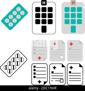 Vektor-Set von medizinischen Symbolen Vektor für Web-Design und mobile. Farbig. Feuerwehrmann, Verbandskasten mehrfarbig Stil Symbol. EPS 10 Stock Vektor