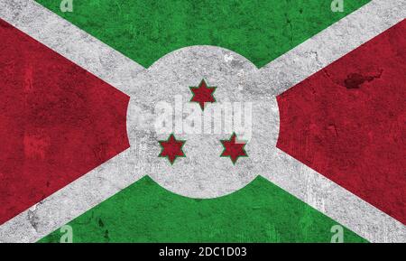 Flagge Burundis auf verwittertem Beton Stockfoto