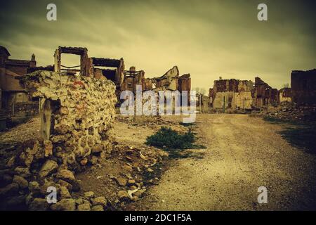 Belchite verlassene Stadt, Geheimnis und Schrecken, Geister Stockfoto