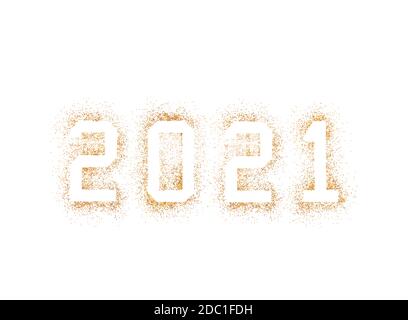 Goldene 2021 Zahlen aus Glitter Stockfoto