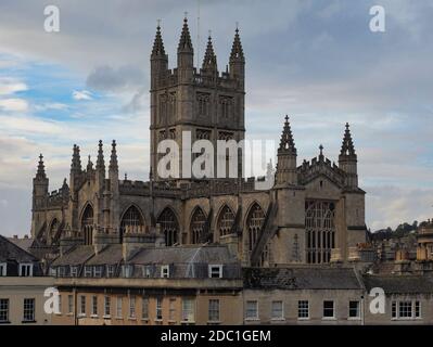 Die Abbey Church of Saint Peter and Saint Paul (aka Bath Abbey) in Bath, Großbritannien Stockfoto