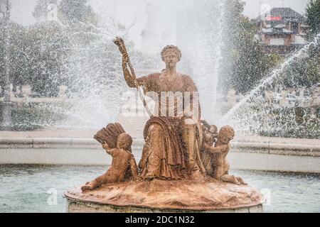 Brunnen von Cerchildrenes, Garten des Parterre am Königspalast, Aranjuez, Spanien Stockfoto