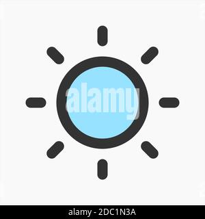 Gefüllte Umriss Sonne Symbol Vektor für Helligkeit Symbol isoliert. Einfache grafische Darstellung von Sonnenschein Stock Vektor