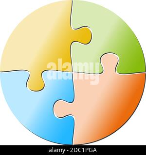Bunte kreisförmige vierteilige Puzzle-Vektor-Illustration Stock Vektor