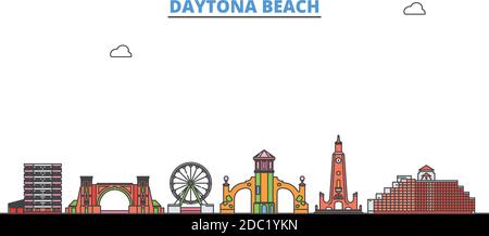 Vereinigte Staaten, Daytona Beach Linie Stadtbild, flache Vektor. Travel City Wahrzeichen, oultine Illustration, Linie Welt Symbole Stock Vektor