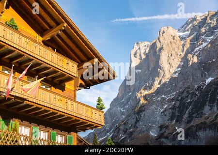 Wetterhorn, Grindelwald, Jungfrau Region, Berner Oberland, Schweizer Alpen, Schweiz, Europa Stockfoto