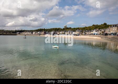 Cancale, Frankreich - 15. September 2018: Cancale, Fischerhafen und die berühmten Austern Produktion Stadt am westlichen Ende der Bucht von Mont Saint-Mic Stockfoto