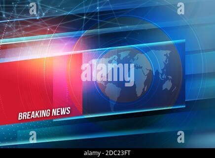 Moderner Kommunikationshintergrund mit Eilmeldung, Hot und Notfall-Nachrichtenkonzept mit Erdkarte. 3d-Illustration Stockfoto