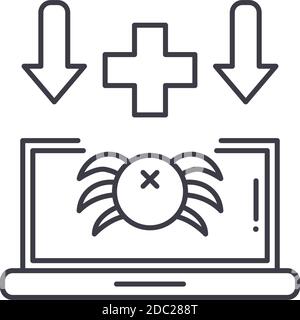 Computer-Scan-Symbol, lineare isolierte Illustration, dünne Linie Vektor, Web-Design-Zeichen, Kontur Konzept Symbol mit editierbaren Kontur auf weißem Hintergrund. Stock Vektor