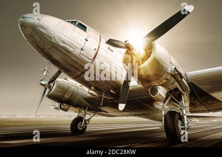 Radialmotor eines historischen Flugzeugs Stockfoto