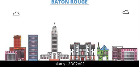 Vereinigte Staaten, Baton Rouge Linie Stadtbild, flache Vektor. Travel City Wahrzeichen, oultine Illustration, Linie Welt Symbole Stock Vektor