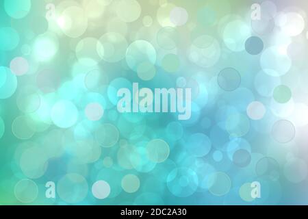 Abstrakt Verlauf grün hell türkis blau glänzend verschwommen Hintergrund Textur mit kreisförmigen Bokeh Lichter in sanften Farben Stil. Wunderschöne Kulisse. Spac Stockfoto