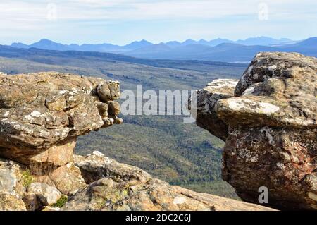 Vom Reed Lookout hat man einen atemberaubenden Blick über das Victoria Valley - Grampians, Victoria, Australien Stockfoto